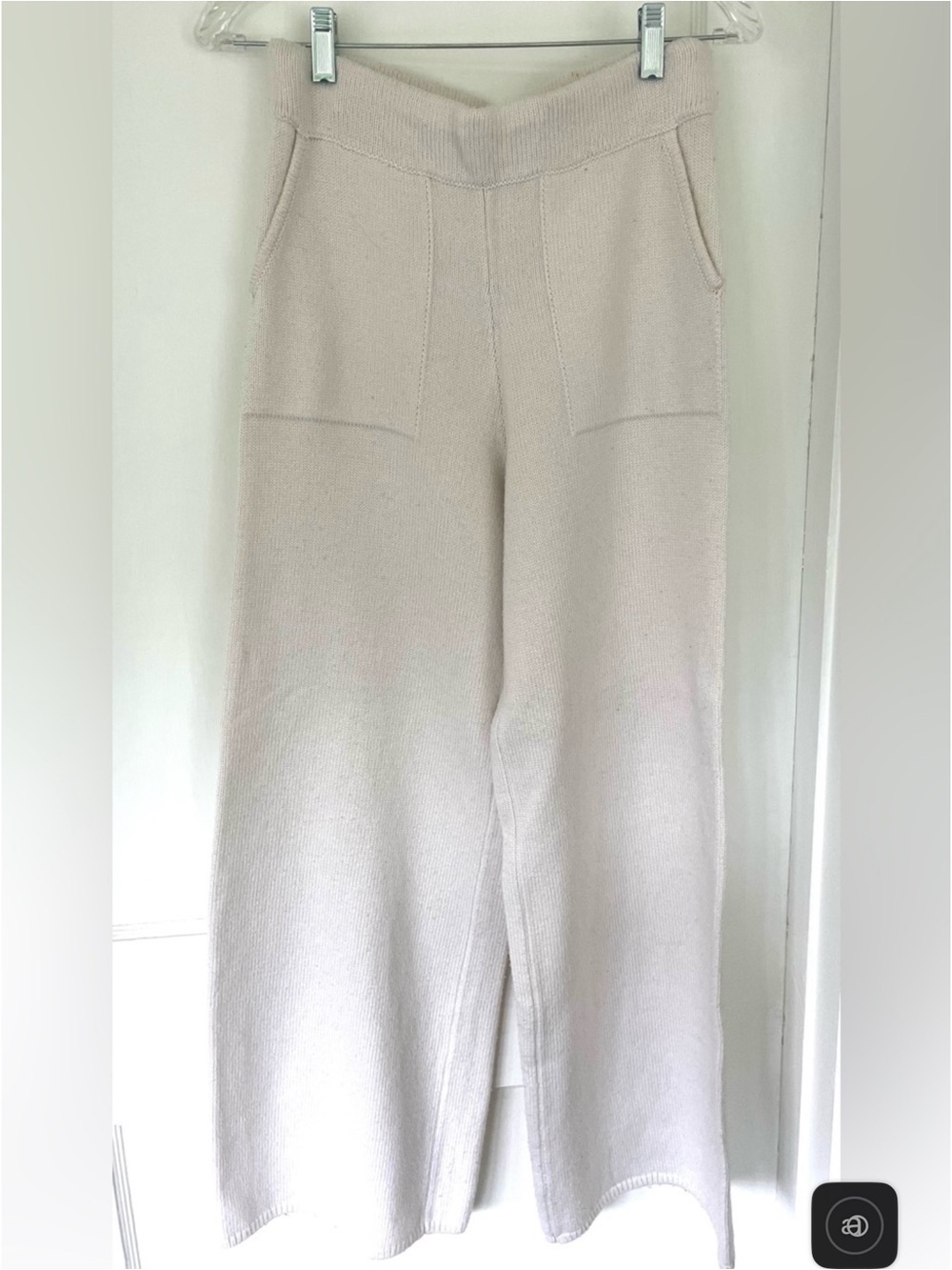 Wide Leg Knit Pants in Light Beige - Women